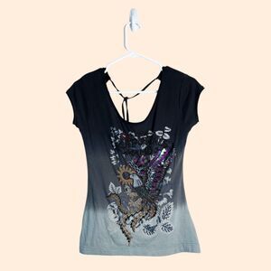 Vintage Kaporal Trouble Beaded Sequin Tee